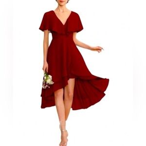 JJ HOUSE ~ Women’s High-Low dress flutter sleeves partially lined dress size 12
